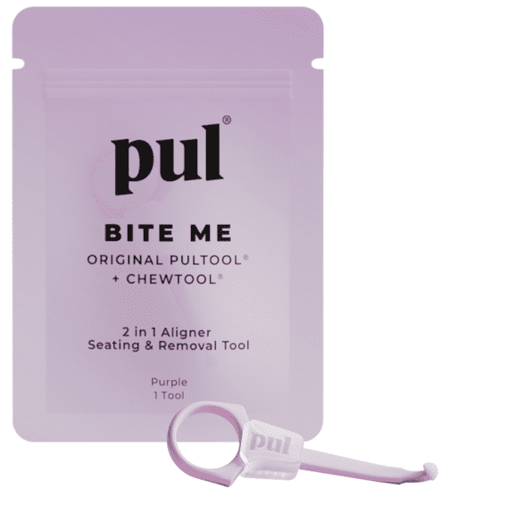 PUL 2-in-1 Aligner Removal and Chew Tool for Invisalign and Clear Aligners, Easy-to-Use Aligner Seating and Remover Tool, Purple, 1 pack