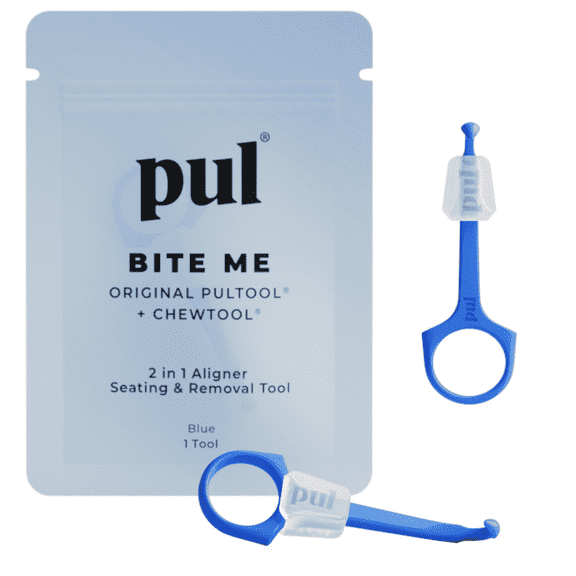 PUL 2-in-1 Aligner Removal and Chew Tool for Invisalign and Clear Aligners, Easy-to-Use Aligner Seating and Remover Tool, Blue, 2 pack