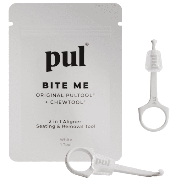 PUL 2-in-1 Aligner Seating Chew & Removal Tool — Compatible with Removable Braces, Retainers & Trays – Easy-to-Use Remover & Chew, Dental & Oral Hygiene Care Product - White - 2 Pack