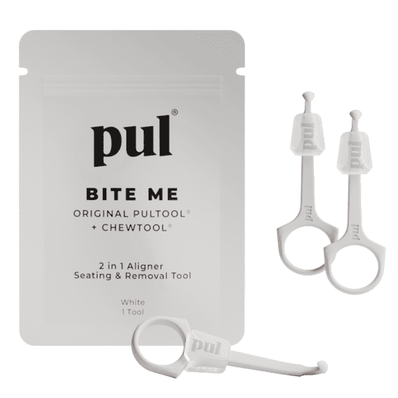 PUL 2-in-1 Aligner Seating Chew & Removal Tool — Compatible with Removable Braces, Retainers & Trays – Easy-to-Use Remover & Chew, Dental & Oral Hygiene Care Product - White - 3 Pack