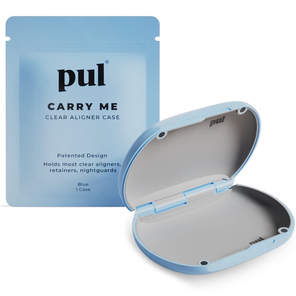 PUL Retainer Case for Invisalign,Clear Aligners, and Retainers, Plastic Holder with Secure Magnet Closure, Blue
