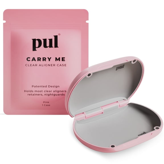 PUL Retainer Case for Invisalign,Clear Aligners, and Retainers, Plastic Holder with Secure Magnet Closure, Pink