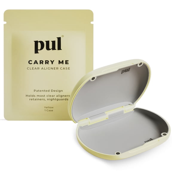 PUL Retainer Case for Invisalign,Clear Aligners, and Retainers, Plastic Holder with Secure Magnet Closure, Yellow