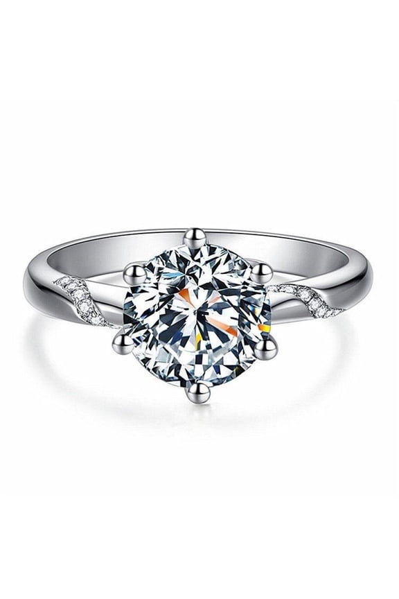 1 Carat Fashion Classic Six-Claw Platinum plated Rings with Moissanite Ring for Women