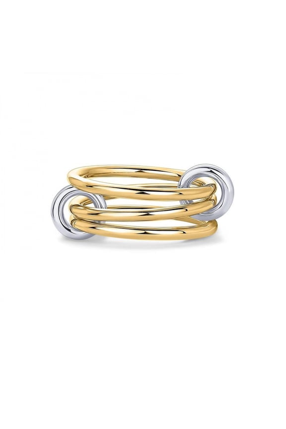 14K Gold Plated Interlocked Stackable Rings for Women Statement Multi Ring Mixed Metals Stack Cubic Zirconia Two-Toned Stacking Jewelry