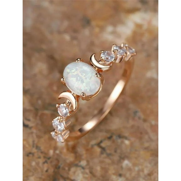 PULABO 2025 Summer Oval Shaped Artificial Gemstone & Rhinestone Decorated Ring, Wedding & Engagement Jewelry Gift for Women