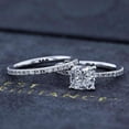 thumbnail image 1 of PULABO 2pcs His and Hers Wedding Ring Sets Couples Engagement Rings Women and Men 925 Sterling Silver Square Cubic Zirconia Creative Shining, 1 of 4
