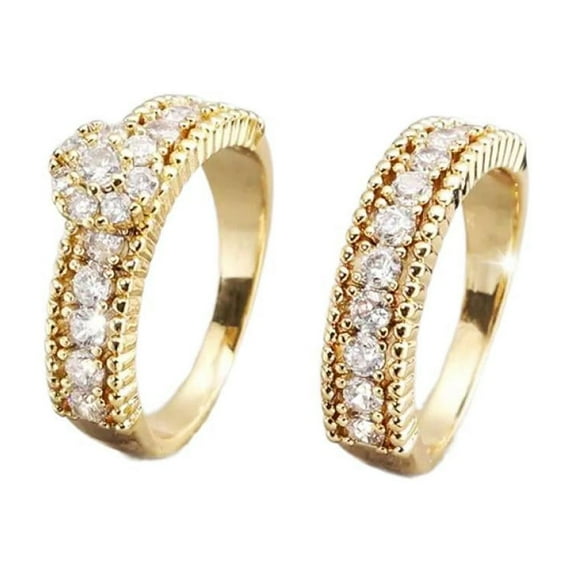 PULABO 2pcs His and Hers Wedding Ring Sets Couples Engagement Rings Women and Men 925 Sterling Silver AAA Cubic Zirconia Magazine Style Wedding Personality Trendy Set Ring