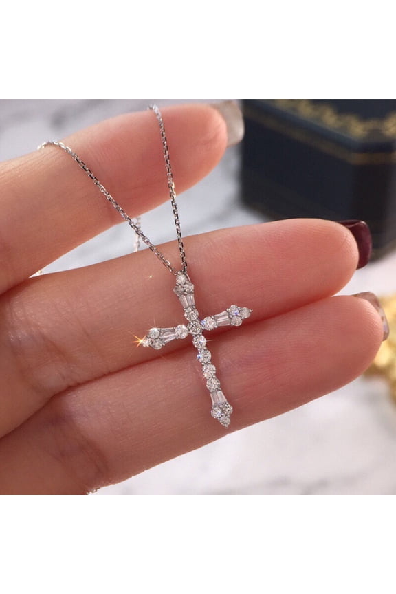 925 Sterling Silver 2 Ct Cubic Zirconia Anchor Necklace for Women 18 Inch Everyday Jewelry