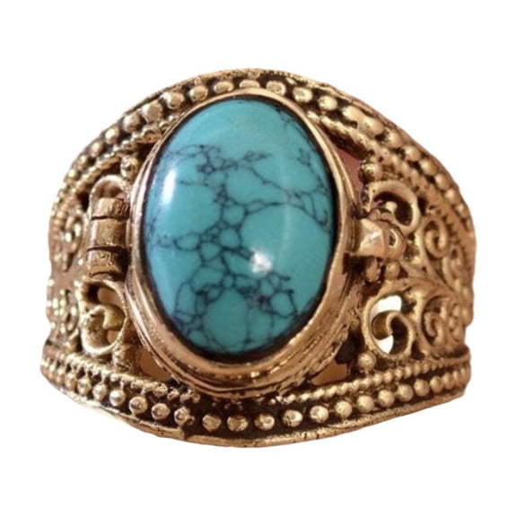 PULABO 925 Sterling Silver Natural Turquoise Moonstone Rings for Men Retro Green Ring Vintage Elegant Jewelry With White Gift Box