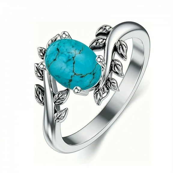 PULABO 925 Sterling Silver Natural Turquoise Moonstone Rings for Women Tree Branches Ring Vintage Elegant Jewelry With White Gift Box