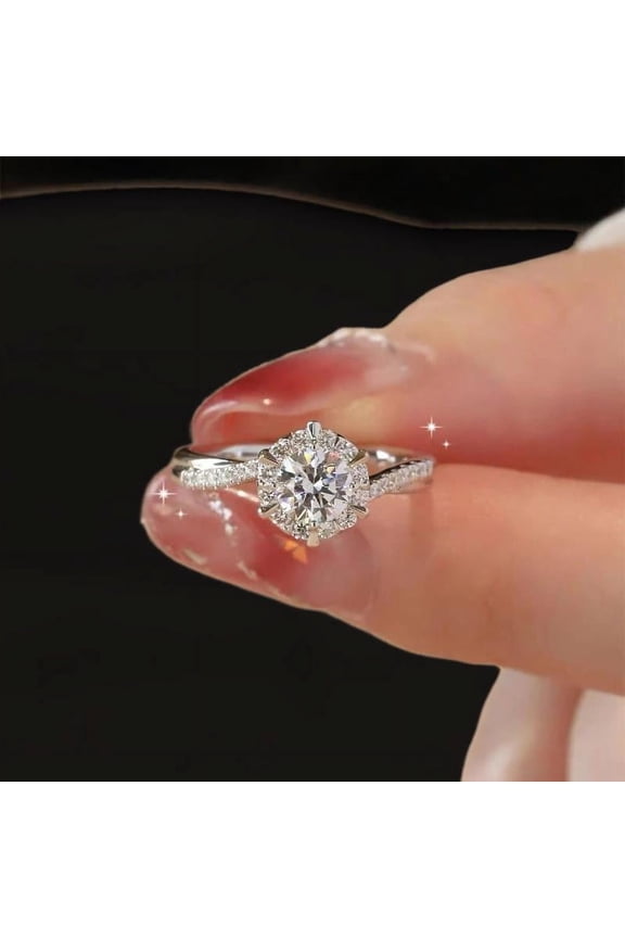 925 Sterling Silver Ring Moissanite One Carat Adjustable Star Weave Twist Arm Women's Jewelry