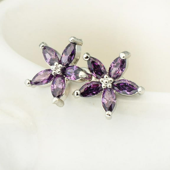 PULABO 925 Sterling Silver Stud Earrings Birth Cubic Zircon Fashion Jewelry For Women