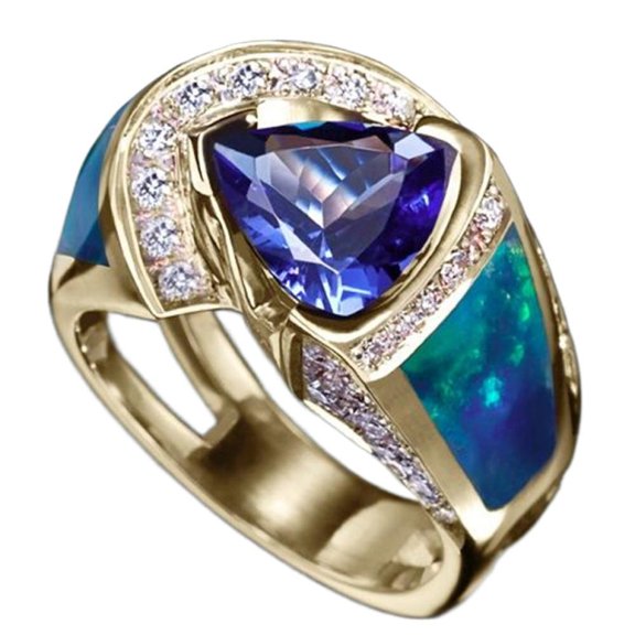 PULABO Classic Cocktail Anniversary For Women Gift for Wife Sparkling Shiny AAA Zircon CZ Ring Elegant Gift Comes in Elegant Box