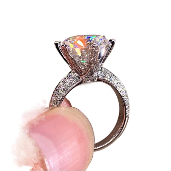PULABO Classic Promise Ring Wedding Ladies For Her High Quality Sparkling Cubic Zirconia CZ Ring Perfect Present Gift Box Included