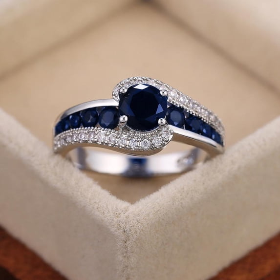 PULABO Classic Valentine's Day Cocktail For Her Gift for Wife Dazzling Comfortable Fit Cubic Zirconia AAA Zircon Ring Perfect Present Gift Box Included