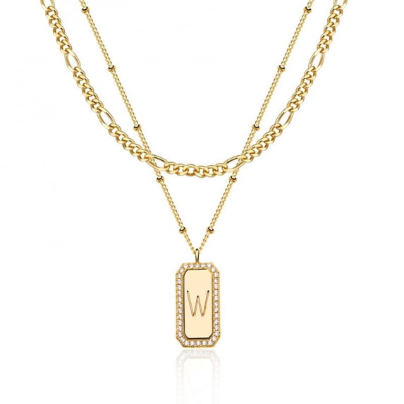 PULABO Dainty Layered Initial Necklaces for Women Trendy Figaro Chain Necklace Initials Necklace initial letter pendant necklace