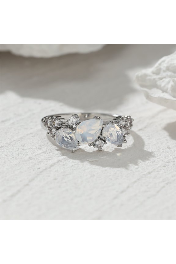Inlaid Muti Moissanite Teardrop Shaped Ring For Women