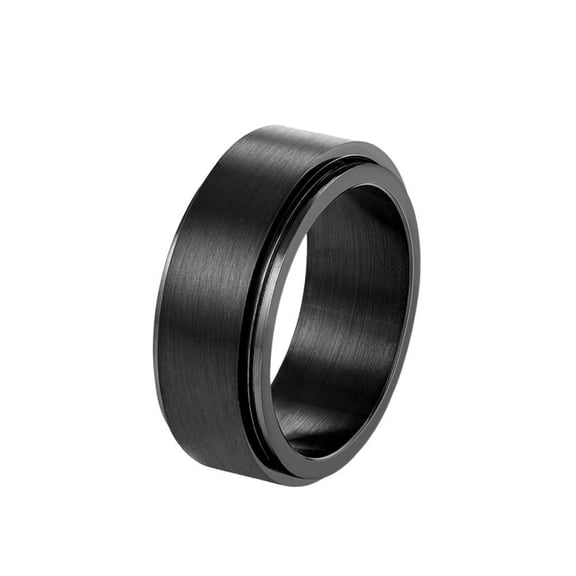 PULABO Mens Black Titanium Ring Wedding Band Rotatable Ring Unisex Neutral Ring Fashion Simple Jewelry With Gift Box