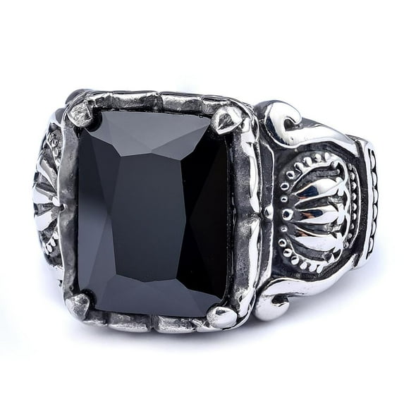 PULABO Mens CZ Engagement Ring Titanium Wedding Band Jewelry Perfect for Him Gift Ideas With White Gift Box Packaging