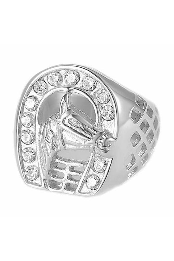 Mens CZ Wedding Ring Titanium Comfort Fit Statement Band Jewelry for Father With White Gift Box Packaging