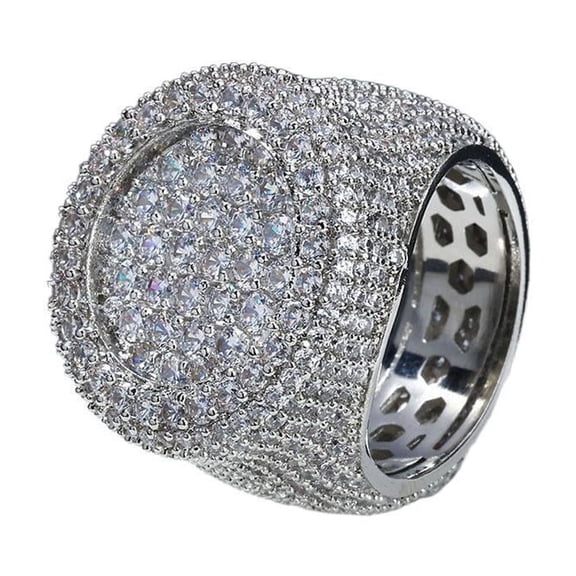PULABO Mens Statement Wedding Ring Titanium CZ Comfort Fit Jewelry Gift for Husband With White Gift Box Packaging