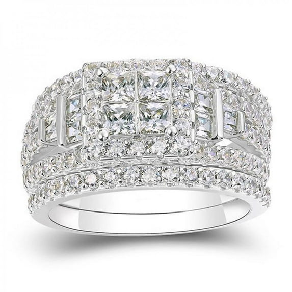 PULABO Mens Titanium Engagement Wedding Band CZ Gemstone Jewelry Fashion Statement Ring for Him With White Gift Box Packaging
