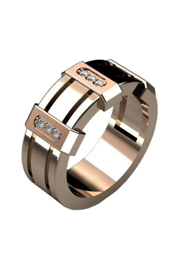 Mens Titanium Ring Wedding Band Cubic Zirconia Accessories Fashion Trend MEN'S Personalized Engagement Ring With Gift Box