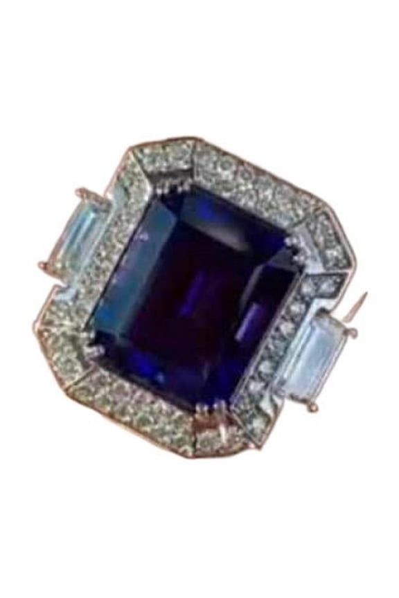 Mens Titanium Ring Wedding Band Cubic Zirconia Blue Gemstone Engagement Ring Hand Jewelry With Gift Box