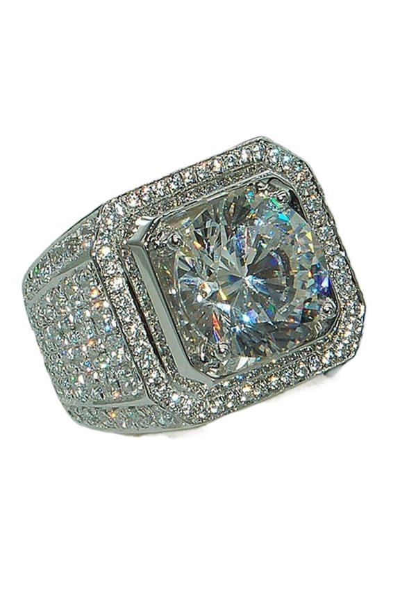 Mens Titanium Ring Wedding Band Cubic Zirconia Fashion New Domineering MEN'S Ring Full Stones Micro Finger Ring With Gift Box