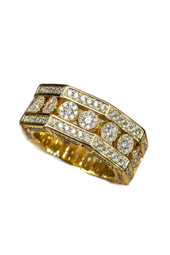 Mens Titanium Ring Wedding Band Cubic Zirconia Polygonal Geometric Ring Round Affordable Ring With Gift Box