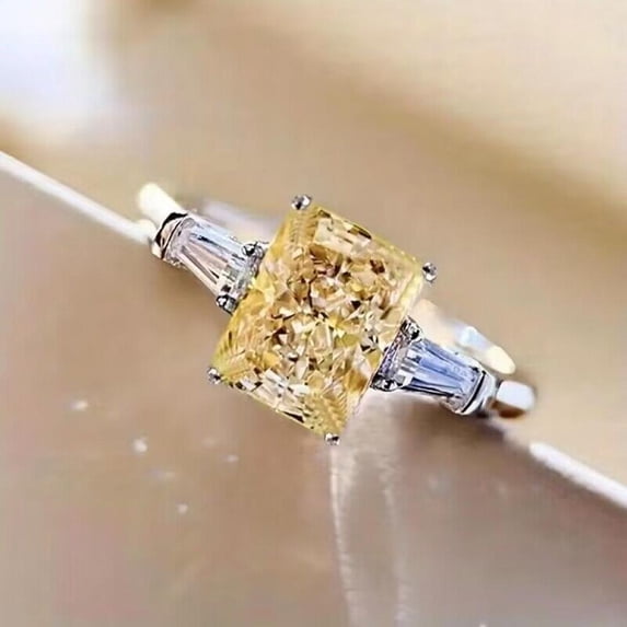 PULABO Modern Anniversary Valentine's Day Gift for Wife Ladies Comfortable Fit Lightweight Cubic Zirconia CZ Ring Elegant Gift Gift Box Included