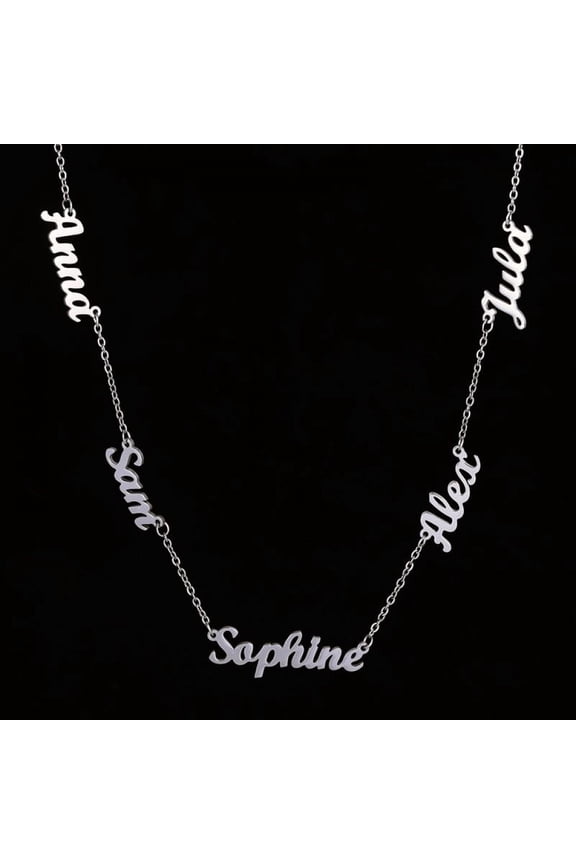 Multiple Names Custom Cut Necklace Personalized Gift Stainless Steel Letter Necklace For Mother's Day Anniversary Valentine's Day