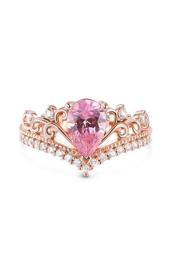 Pink Moissanite Edge White Moissanite V-shaped Ring Women Shape Heart Mother's Day Ring