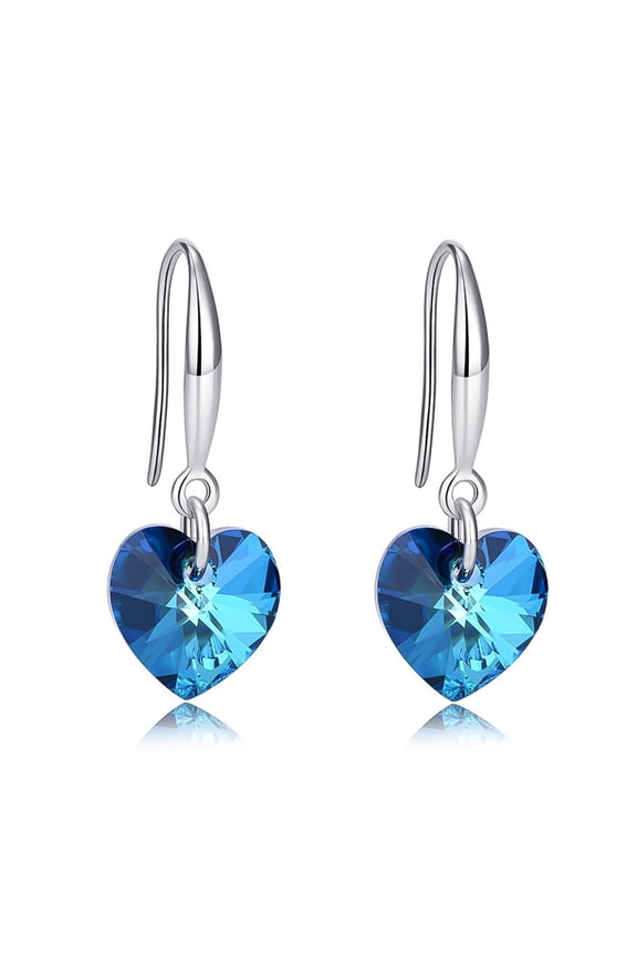 S925 Sterling Silver Heart Hook Ocean Heart Earrings Jewelry