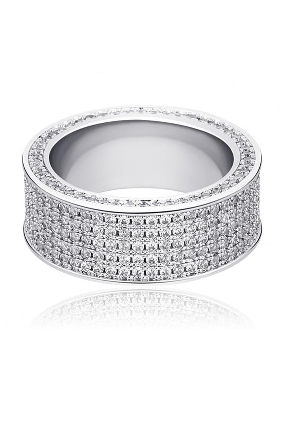 Titanium Mens CZ Wedding Band Engagement Ring Comfort Fit Statement Jewelry With White Gift Box Packaging