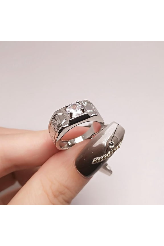 Titanium Mens CZ Wedding Ring Comfort Fit Engagement Band Gift for Father With White Gift Box Packaging