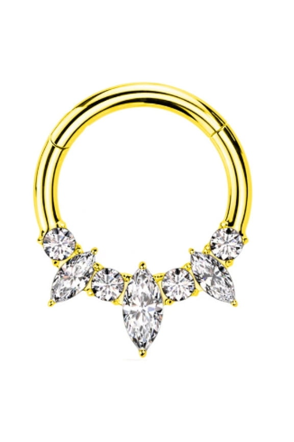 Titanium Micro Cubic Zirconia Hinged Nose Hoop Ring Body Jewelry Unisex