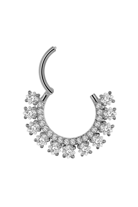 Titanium Micro Cubic Zirconia Hinged Nose Hoop Ring Body Jewelry Unisex