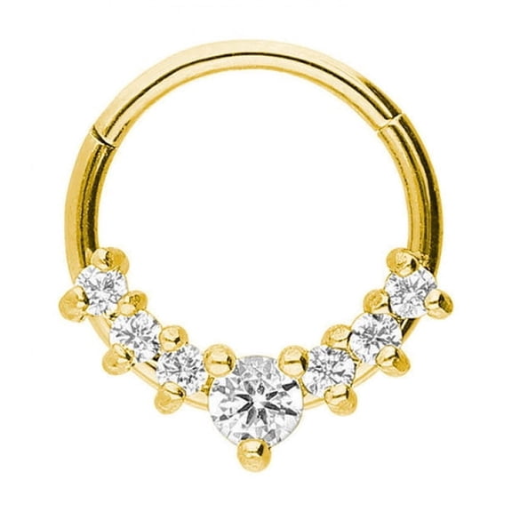 PULABO Titanium Hinged Nose Hoop Ring with Cubic Zirconia Unisex