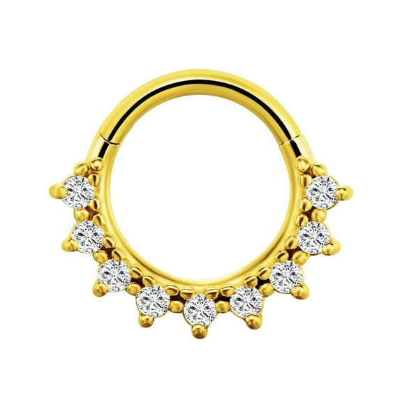 PULABO Titanium Micro Cubic Zirconia Hinged Nose Hoop Ring Jewelry Unisex
