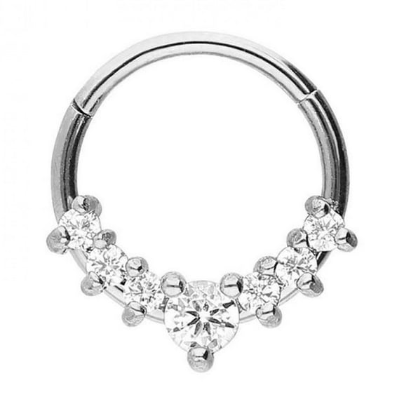 PULABO Titanium Micro Cubic Zirconia Hinged Nose Hoop Ring Body Jewelry Unisex