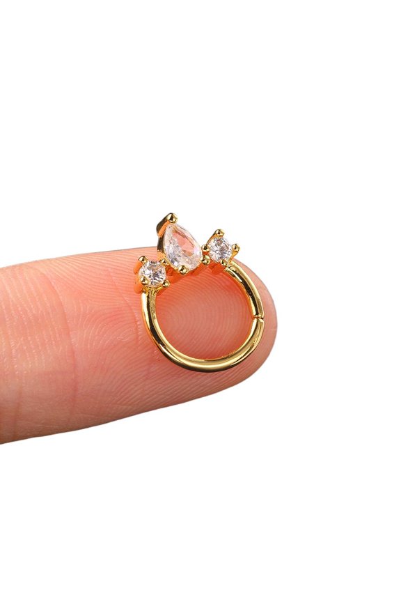 Titanium Micro Cubic Zirconia Hinged Nose Hoop Ring Body Jewelry Unisex