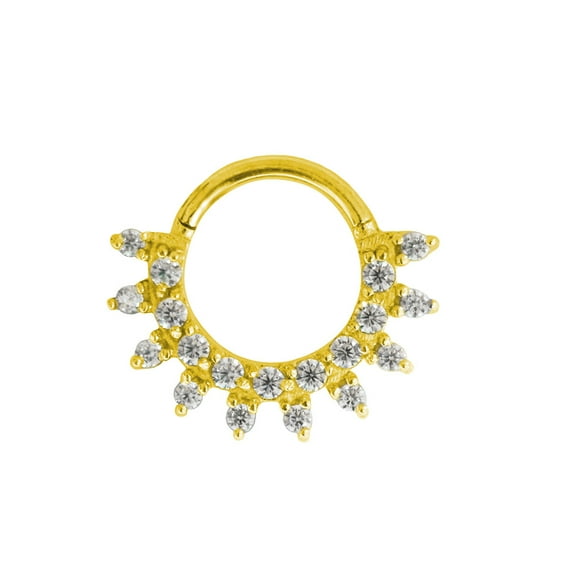 PULABO Titanium Micro Cubic Zirconia Hinged Nose Hoop Ring Body Jewelry Unisex