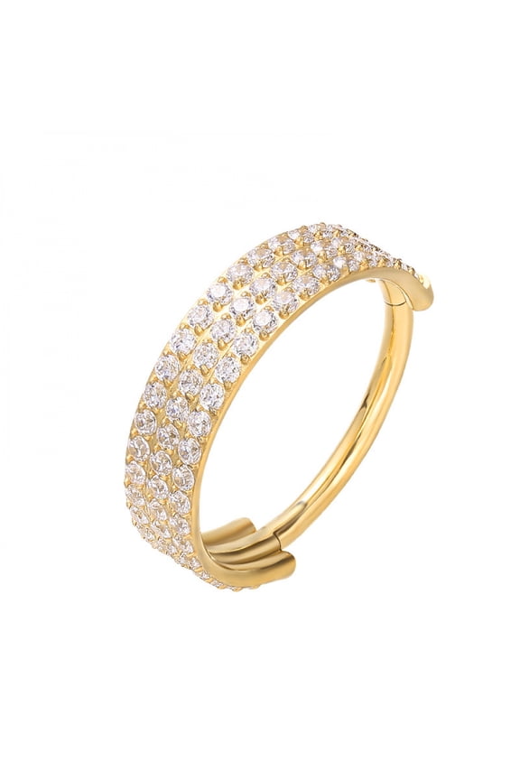 Titanium Micro Cubic Zirconia Hinged Nose Hoop Ring Body Jewelry Unisex