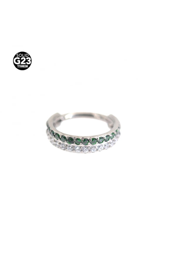 Titanium Micro Cubic Zirconia Hinged Nose Hoop Ring Body Jewelry Unisex