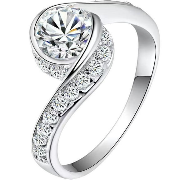 PULABO Twisted Arm Ring 1 Karat Eight Hearts and Eight Arrows Zircon Engagement Proposal Ring