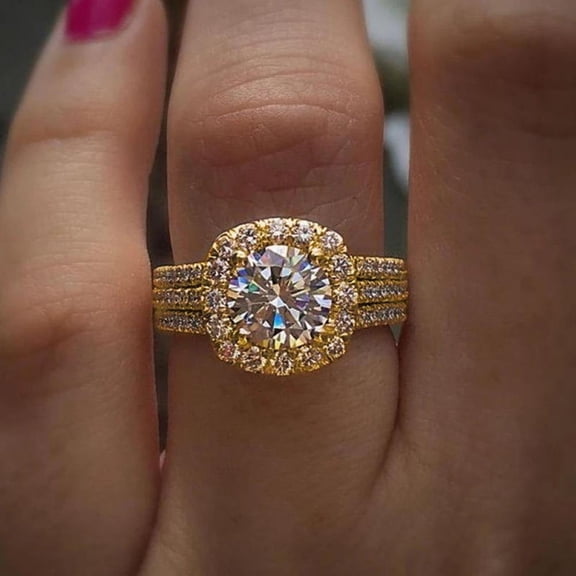 PULABO With handcrafted details Party Proposal For Her Ladies Sparkling Dazzling Cubic Zirconia CZ Ring Perfect Present Gift Box Included