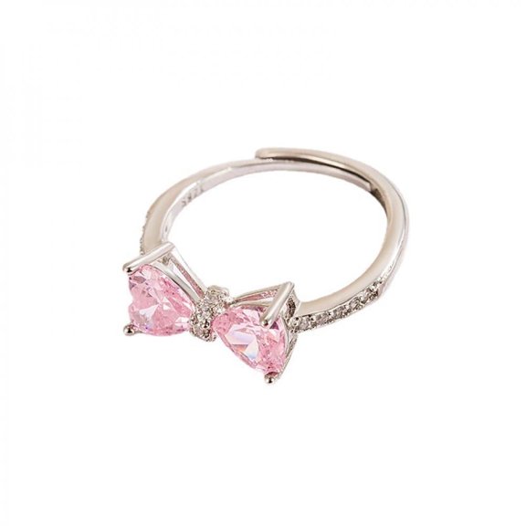 PULABO Women 925 Sterling Silver Butterfly Bowkot Pink Cubic Zirconia Thumb Ring Rings Women's Jewelry Lady Gifts