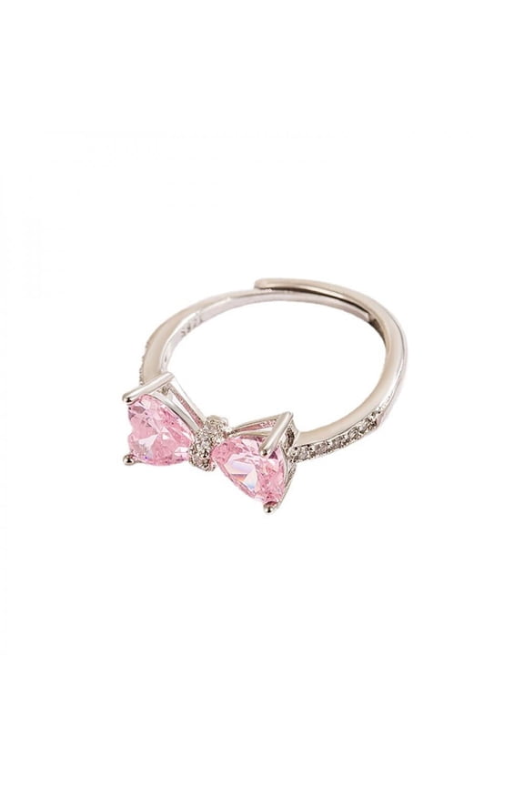 Women 925 Sterling Silver Butterfly Bowkot Pink Cubic Zirconia Thumb Ring Rings Women's Jewelry Lady Gifts